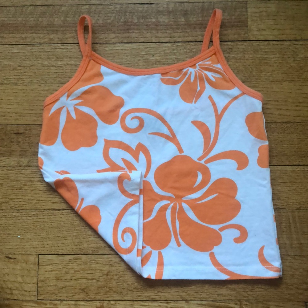 Orange and White Tropical Tank Top